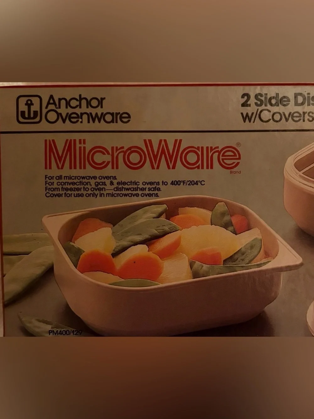 Vintage Anchor Ovenware MicroWare Beige Microwave Dish with Lid